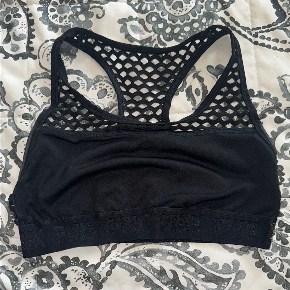 Black Mesh Sports Bra